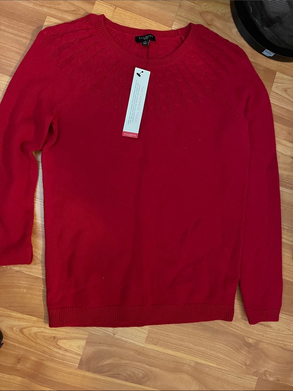 Talbots  Red Crewneck Sweater with Yoke Texture Size P